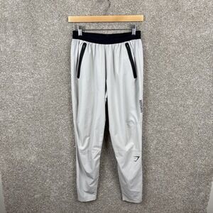 Gymshark Hybrid‎ Woven Jogger Pants Slim Fit Men's Small Gray Zipper Ankle